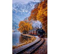 5000 Piece Jigsaw Puzzles for Adults - Autumn Lake Train - Decorative Wall Art Gift for Adults & Families - 61x41.3 inch - with Poster & Letters on Back