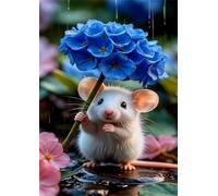 5000 Piece Jigsaw Puzzles for Adults, Blue Hydrangeas Hamster 61x41.3 inch, Challenging Brain Teaser Puzzle, Premium Cardboard Hobby Gift for Adults & Seniors