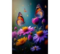 5000 Piece Jigsaw Puzzles for Adults, Butterfly Purple Daisy Classic Puzzle, 61x41.3 inch, Premium Interlocking No Dust, Family Indoor Activity