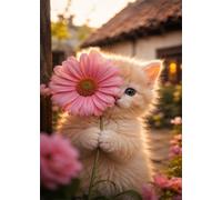 5000 Piece Jigsaw Puzzles for Adults, Pink Daisy Cat 61x41.3 inch, Challenging Brain Teaser Puzzle, Premium Cardboard Hobby Gift for Adults & Seniors