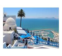 5000-Piece Puzzle, Mediterranean Landscape of Sidi Bou Said, the Blue and White Town in Tunisia