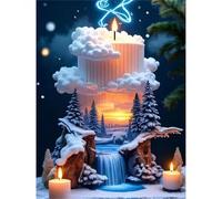 5000 Pieces Puzzle For Adults Candle Scenery Waterfall Jigsaw Puzzles Teens Educational Toys Challenging puzzles for Wall Decor Gifts Finished Size: 181x105 cm