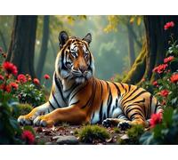 5000 Pieces Puzzle For Adults Jungle Flower Tiger Jigsaw Puzzles Teens Educational Toys Challenging puzzles for Wall Decor Gifts Finished Size: 181x105 cm