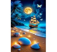 5000 Pieces Puzzle For Adults Moon Sailboat Shell Jigsaw Puzzles Teens Educational Toys Challenging puzzles for Wall Decor Gifts Finished Size: 181x105 cm