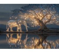 5000 Pieces Puzzle For Adults Starlight Tree Elephant Jigsaw Puzzles Teens Educational Toys Challenging puzzles for Wall Decor Gifts Finished Size: 181x105 cm