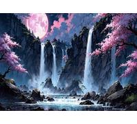 5000 Pieces Puzzle For Adults Waterfall Moon Scenery Jigsaw Puzzles Teens Educational Toys Challenging puzzles for Wall Decor Gifts Finished Size: 181x105 cm