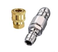 5000 PSI Sewer Jetter Nozzle with 1 Forward and 6 Rear Jets, Stainless Steel Drain Cleaning Tool for 1/4 Quick Connect Pressure Washer, Effective for Sewer, Pipe, and Drain Blockage Removal