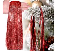 5000 Strands Christmas Tinsel Icicles,50cm Red Aluminum Foil Tassel Christmas Tree Decoration Red Tinsel Foil Fringe Garland Angel Hair Tinsel Lametta for Holiday New Year,Birthday Party Supplies