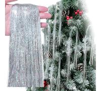 5000 Strands Christmas Tinsel Icicles,50cm Silver Aluminum Foil Tassel Christmas Tree Decoration Tinsel Foil Fringe Garland Angel Hair Tinsel Lametta for Holiday New Year,Birthday Party Supplies