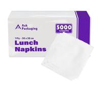 5000 White Paper Napkins 30 x 30 cm Unfolded, Soft and Absorbent 1-Ply Disposable Serviettes Tissues for Parties, Catering, Cafés, BBQs, Events, Cocktails, Dinner and Family Meals, Bulk Pack