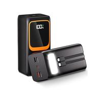 50000 mAh Power Bank with Integrated Cable: 22.5W Fast Charging External Battery with Large Capacity, Portable Charger with LED Flashlight and 7 Outputs & 3 Inputs 2× 25000 mAh