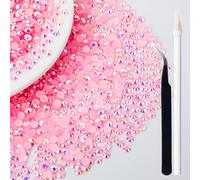 50000Pcs 3mm Pink AB Flatback Rhinestones for Bedazzling SS12 Resin Flat Back Rinstones Bulk Round Gems Stones Diamonds for Crafts Clothes