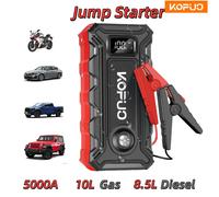 5000A Car Jump Starter - Reliable Engine Start for 10.0L Gas/8.5L Diesel in Extreme Cold, 3-Mode LED & Survival Compass I black