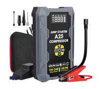 5000A Jump Starter Power Pack with 150PSI Air Compressor, 8-in-1 12V Car Battery Booster Jump Starter for All Petrol/6.5L Diesel Engines, Power Bank with QC3.0, LCD Screen & LED Light