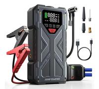 5000A Powerful Car Battery Booster Jump Starter with Tyre Inflator Air Compressor, 2 in 1 Portable Car Battery Charger & Jump Leads, Emergency Car Starter Power Pack for 9L Petrol/ 8.0L Diesel Engines