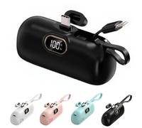 5000mah Mini Portable Charger Power Bank For Phone, 5000mah Mobile Phone Mini Power Bank, 22.5w Three-Output Digital Display Fast Charger, Lightweight And Compact (Black,#B)