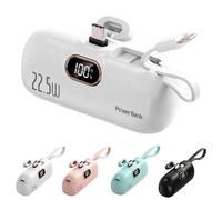 5000mah Mini Portable Charger Power Bank For Phone, 5000mah Mobile Phone Mini Power Bank, 22.5w Three-Output Digital Display Fast Charger, Lightweight And Compact (White,#B)