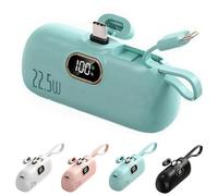 5000mah Mini Portable Charger Power Bank For Phone, 5000mah Mobile Phone Mini Power Bank, 22.5w Three-Output Digital Display Fast Charger, Lightweight And Compact (Green,#A)