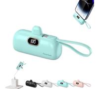 5000mAh Mini Portable Charger Power Bank for phone, LCD Display Battery Pack Compatible, Compact 20W PD Fast Charging Power Bank Mini Cute Battery Pack(Blue,Typ-c head)