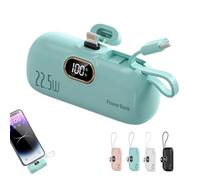 5000mAh Mini Portable Charger Power Bank for phone,Lightning & USB C Double Directional Fast Charging Cell Phone Portable Power,22.5W LCD Display Battery Pack (GREEN)