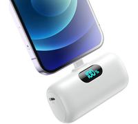 5000mAh Mini Power Bank for iPhone, Upgraded 15W PD Fast Charging Portable Charger, LCD Display 3.0A Small Battery Pack Compatible with iPhone 14/14 Pro Max/13/13 Pro Max/12/11/XR/X/8/7/6 etc-White