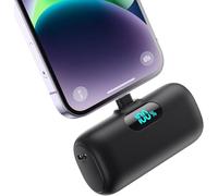 5000mAh Mini Power Bank for iPhone, Upgraded 15W PD Fast Charging Portable Charger, LCD Display 3.0A Small Battery Pack Compatible with iPhone 14/14 Pro Max/13/13 Pro Max/12/11/XR/X/8/7/6 etc-Black
