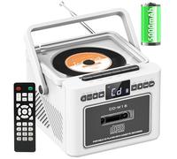 5000mAh Rechargeable Boombox CD Player with Bluetooth, CD and Cassette Player,FM Radio,Portable CD Player for Home,CD Player with Remote control,Dual Stereo Speakers, Support USB/AUX/TF Card