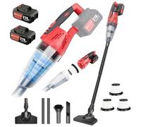 5000pa Cordless Vacuum Cleaner, 2-in-1 Lightweight Stick Vacuum,2200ML Powerful Cordless Vacuum with LED Light, 40 Mins Runtime, Cordless Hoover for Hard Floors, Pet Hair, Carpet, Car (2 Batteries)