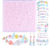 5000Pcs 3mm Matte Light Pink Seed Beads, 8/0 Small Glass Pastel Frosted Beads for Jewellery Making, Bracelet Necklace Rings Earrings Making