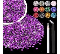 5000PCS 3mm Resin Dark Purple Rhinestones in Bulk (Dark Violet), Bedazzling Flatback Crystals for Crafts DIY Nail Decoration, Gems for Tumbler Shoes Clothing Fabric