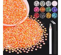 5000PCS 3mm Resin Jelly Rhinestones in Bulk (Orange AB), Bedazzling Flatback Crystals Rhinestones for Crafting DIY Nail Decoration, Gems Diomand Charms for Tumbler Shoes Clothing Fabric