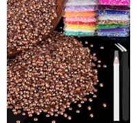 5000pcs 3mm Resin Rhinestones Bulk, Champagne Flatback Round Jelly Rhinestones Non Hotfix Crystal Gems Large Quantity Wholesale for DIY Crafts Clothes Face Makeup Manicure