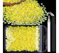 5000pcs 3mm Resin Rhinestones Bulk, Lemon Yellow AB Flatback Round Jelly Rhinestones Bedazzling Non Hotfix Crystal Gems Large Quantity Wholesale for DIY Crafts Clothes Tumblers Face Makeup Manicure