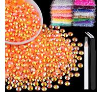 5000pcs 3mm Resin Rhinestones Bulk, Orange AB Flatback Round Jelly Rhinestones Bedazzling Non Hotfix Crystal Gems Large Quantity Wholesale for DIY Crafts Clothes Bottles Tumblers Face Makeup Manicure