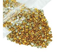 5000PCS 4mm Bright Gold Resin Rhinestones for Crafts Clear Golden Flatback Jelly Rhinestones Bulk SS16 Non-Hotfix Golden Stones Diamonds Crystals Gems for Mugs Tumblers Bottles Cups DIY Crafts