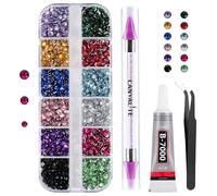 5000Pcs Resin Rhinestones for Crafting with 10ml B7000 Jewelry Glue, 1 Box Flatback Crystals Diamond (Colorful) for Bedazzling Crafts DIY Nail Art Non Hotfix Gems for Clothing Shoes Tumblers