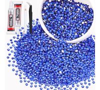 5000PCS SS10/2.8mm Crystal Rhinestones (Blue/Sapphire) with 2Pcs 10ml B7000 Jewelry Glue, Bedazzling Flatback Glass Rhinestones for Crafting, Gems Diomand Charms for Tumbler Shoes Clothing Nail Art