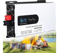 5000W-12000W Hybrid Solar Inverter, 12-96V DC To 110V/220V AC Split Phase Pure Sine Wave Inverter, Car Inverter Home Transformer With Display For Auto Trucks(6000W,24V to 220V)