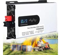 5000W-12000W Hybrid Solar Inverter, 12-96V DC To 110V/220V AC Split Phase Pure Sine Wave Inverter, Car Inverter Home Transformer With Display For Auto Trucks(10000W,24V to 110V)
