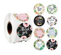500Counts Flower Thank You Sticker 1Inch Adhesive Packaging Labels Thank Seal for Journal Notebook Thanks Packaging Seal