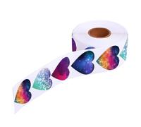 500Counts Heart Shape Sticker 1Inch Adhesive Wrapping Labels for Seal Envelope Card Box Packaging Wedding Valentines Colorful Starry Sticker