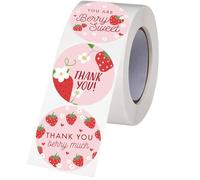 500Counts Thank You Labels Strawberry Thank You Sticker Adhesive Labels for Seal Envelope Packaging Wedding Valentines Sealing Sticker