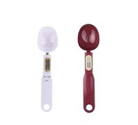 500g/0.1g Portable LCD Digital Kitchen Scale Mini Pets Food Measuring Spoon Gram Electronic Weight Volumn Effortless Accurate Measurement(White and Maroon)