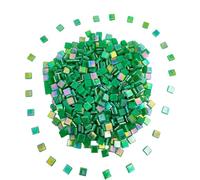 500g/1.1LB Iridescent Glass Mosaic Tile Pieces,2/5 inch Easy Cut for DIY Stained Glass Tiles Mosaic Making Supplies (IC82-1E)