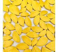 500g/1.1lb Leaf-Shaped Ceramic Mosaic Tiles,Ceramic Mosaic Pieces for Crafts,Home Decoration or DIY Crafts,Mosaic Making Supplies. (Yellow)