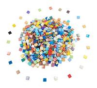 500g/1.1LB Transparent Ice Jade Glass Mosaic Tiles, 560 Pieces, 1CM Square Stained Mosaic Tiles for DIY Crafts, Home/Outdoor Mosaic Decoration (Mix Color)