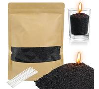 500g Black Pearled Candle Sand and Wicks, Warmnest Candle Sand, Refillable Pearl Candles Sands with 20Pcs Wicks, Long Lasting Pearl Powder Snow Wax for DIY Making Birthday Weddings,Partie