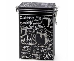 500g Black & White Vintage Style Rectangle Coffee Tin