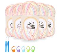 500g Chenille Yarn, 5 Pack Fluffy Soft Chunky Yarn for Crocheting with Needles, Baby Velvet Crochet Yarn for Knitting Amigurumi Blankets Scarves Socks Clothes Garment DIY Crafts (Rainbow)