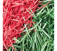 500g Christmas Shredded Tissue Paper, Red & Green Shredded Paper for Packaging, Dust-Free, Ideal Hamper Filling & Shredded Filler